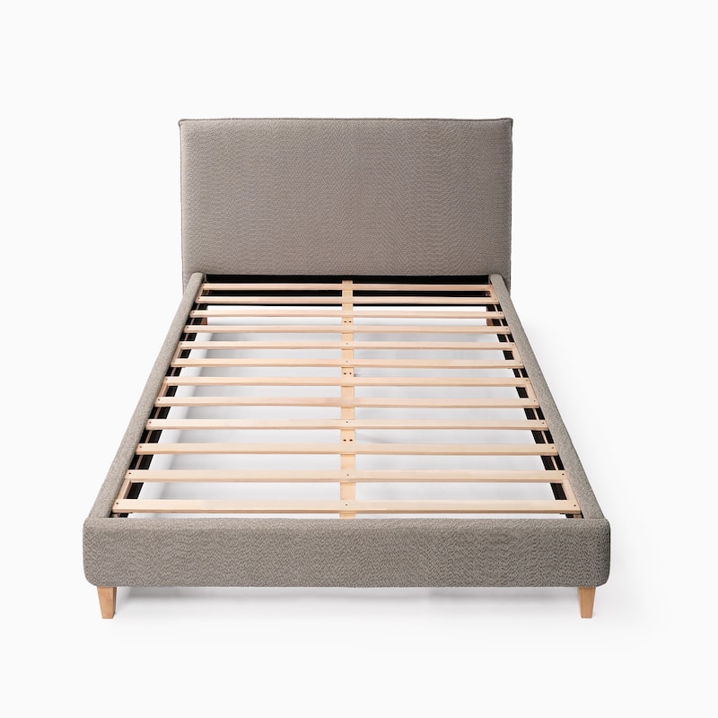 GDFStudio - Vireo Gray Upholstered Queen Platform Bed with Headboard