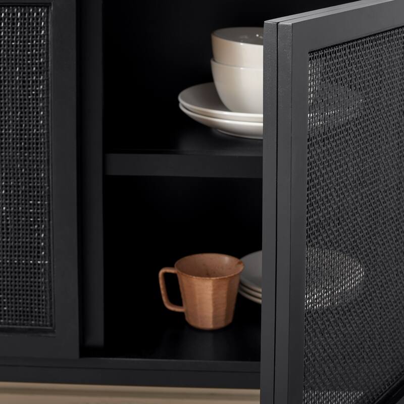 SAFAVIEH Tabetha 2-Shelf Rattan Sideboard - 54 In. W x 15 In. D x 33 In. H - 54Wx15Dx33H