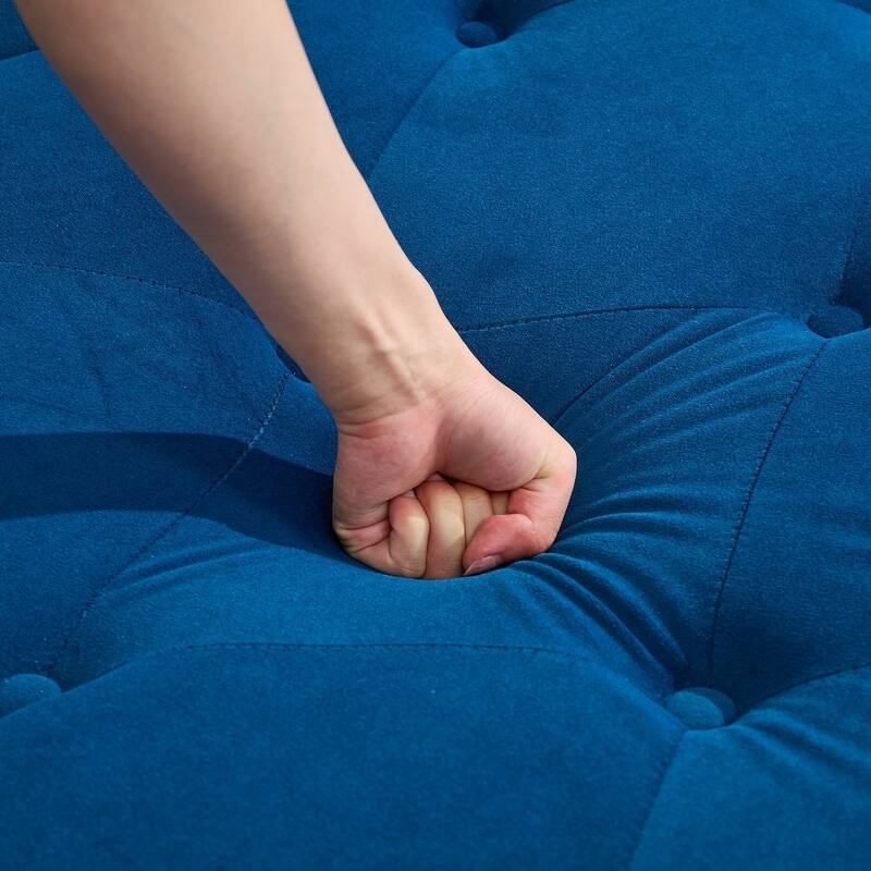 Velvet Chaise Lounge with a Storage Function, Tufted Cushions & Nailheads