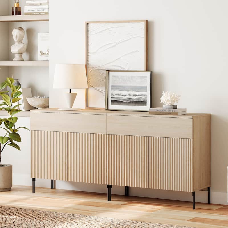 Modern Wood 31.5" Dresser With Reeded Design, Minimalist Dresser Organizer Storage