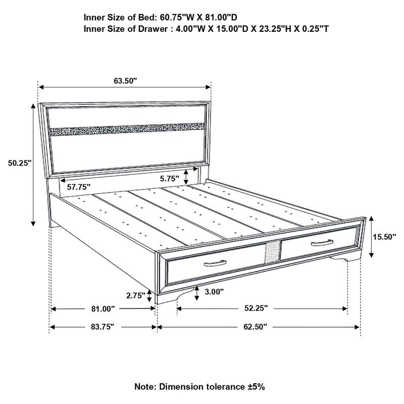 Miranda Contemporary Wood Storage Panel Bed