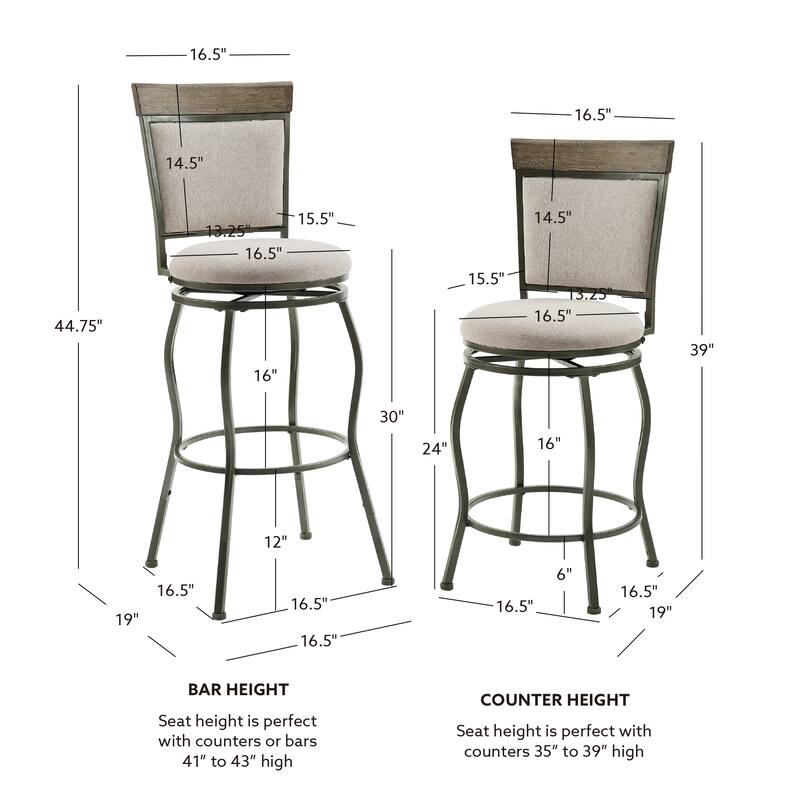 Eckerd Pewter 25-30-Inch Adjustable Counter Stool (Set of 3)