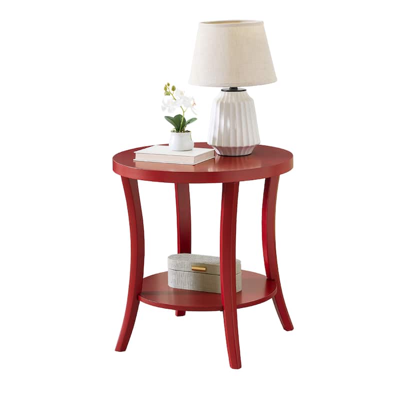 Roundhill Furniture Perth Contemporary Round Shelf End Table