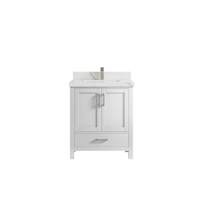Willow Collections 30 in. W x 22 in. D Malibu Single Sink Bathroom Vanity with Countertop - 2" Calacatta Laza - White