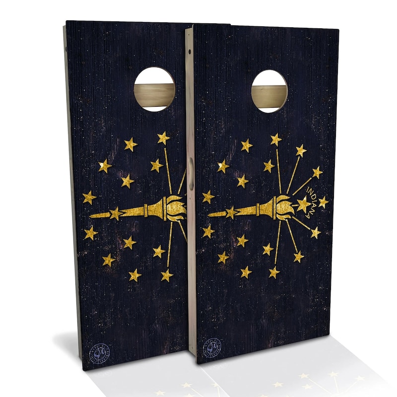 Indiana Flag Outdoor Cornhole Board Set - All-Weather 2x4 - Include Carrying Case