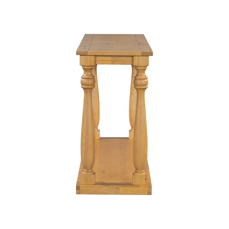Living Room Vintage Wood Console Table with Bottom Shelf