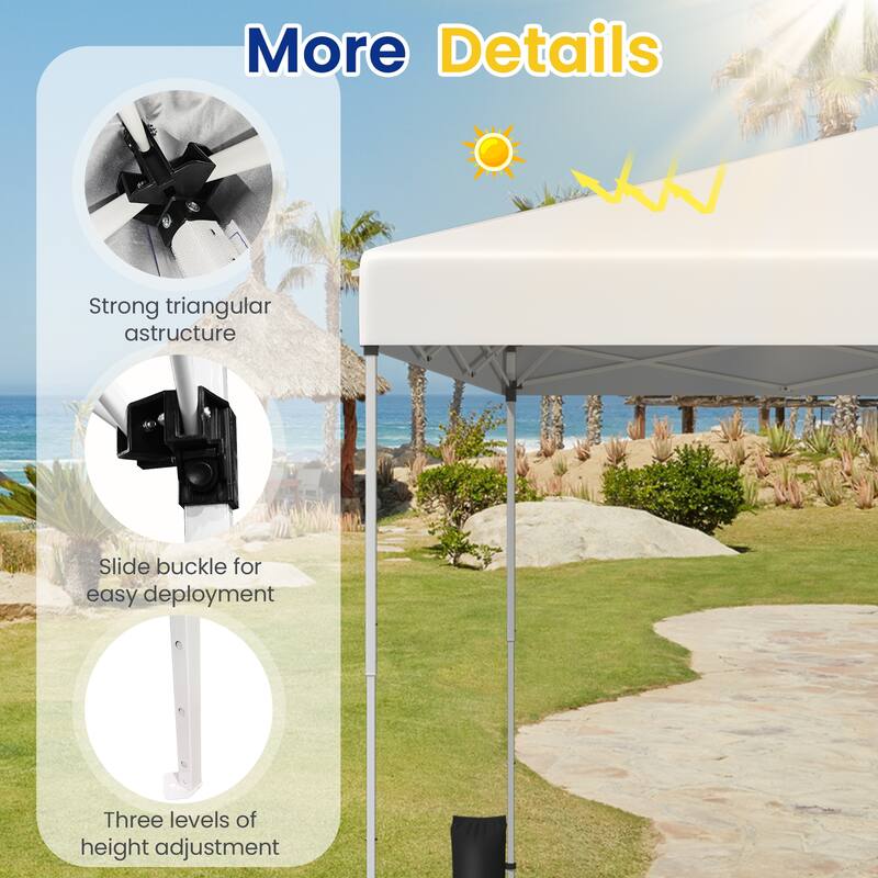 Pop Up Canopy Tent – Outdoor Shade Gazebo with Storage Bag & Sandbags,Easy Setup Canopy for Patio, Camping, Beach
