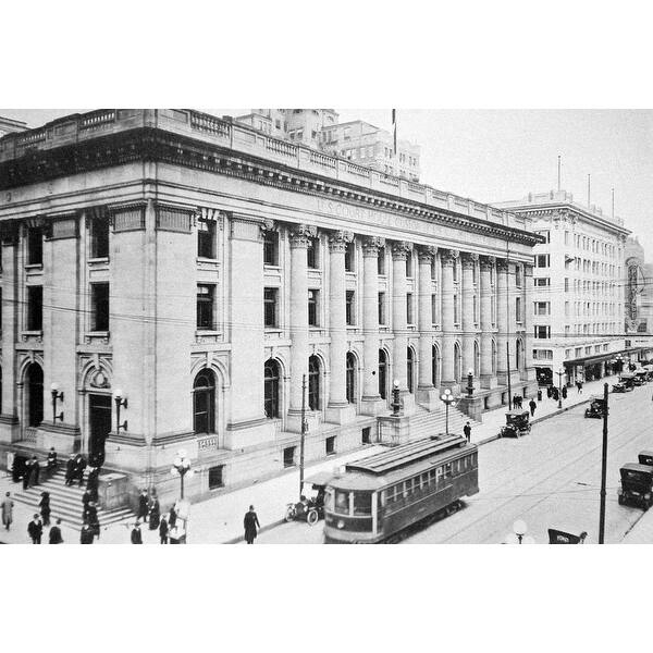 Main Post Office Black and White Gallery Wrapped Canvas Bed Bath