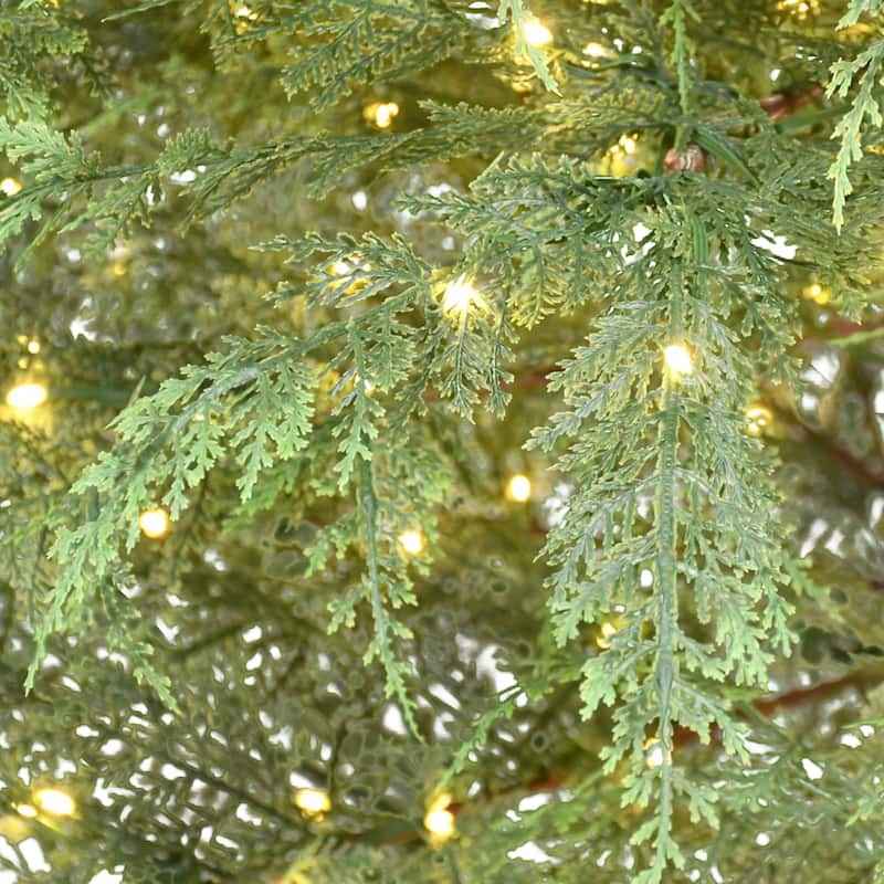 Puleo International 7.5' Pre-Lit Cypress Artificial Christmas Tree with LED Rice Lights