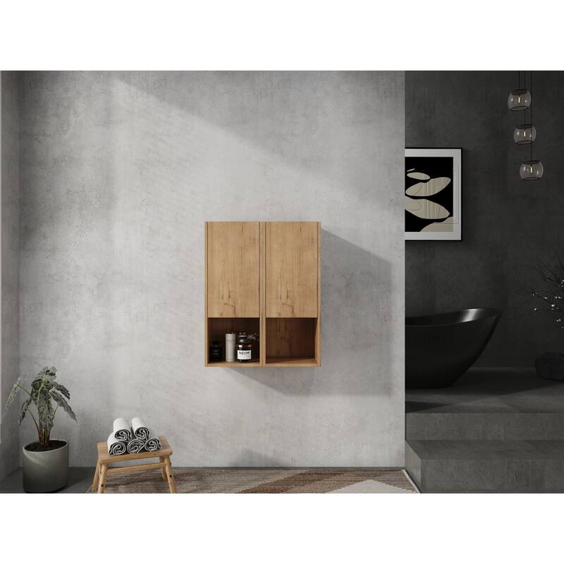 24" Bathroom Side Cabinet, Soft Close Doors, Float Mounting Design, Imitative Oak