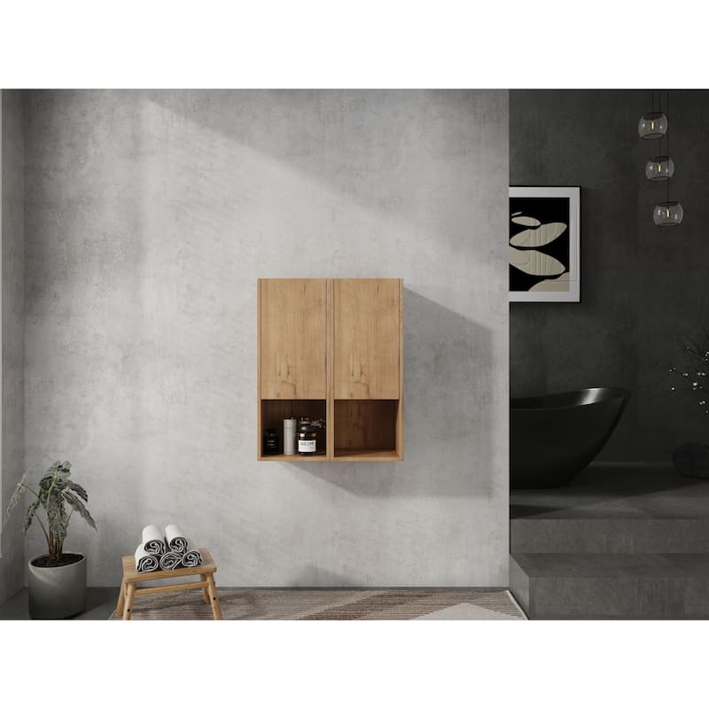 Modern Bathroom Side Cabinet with Soft-Close Door Hinges & Reversible Door, Floating Wall-Mounted Storage Cabinet