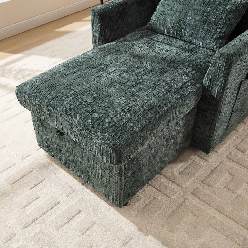 Multifunctional Lazy Person Sofa Recliner Can Be Stored Storage Backrest With Cell Phone Bracket Chenille Single Leisure Chair