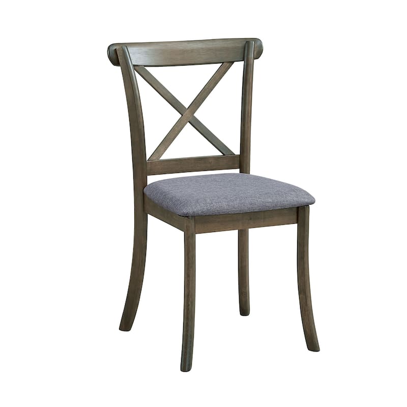 Farmhouse Wooden X Back Dining Chairs Set of 2, Fabric Upholstered Kitchen Side Chairs