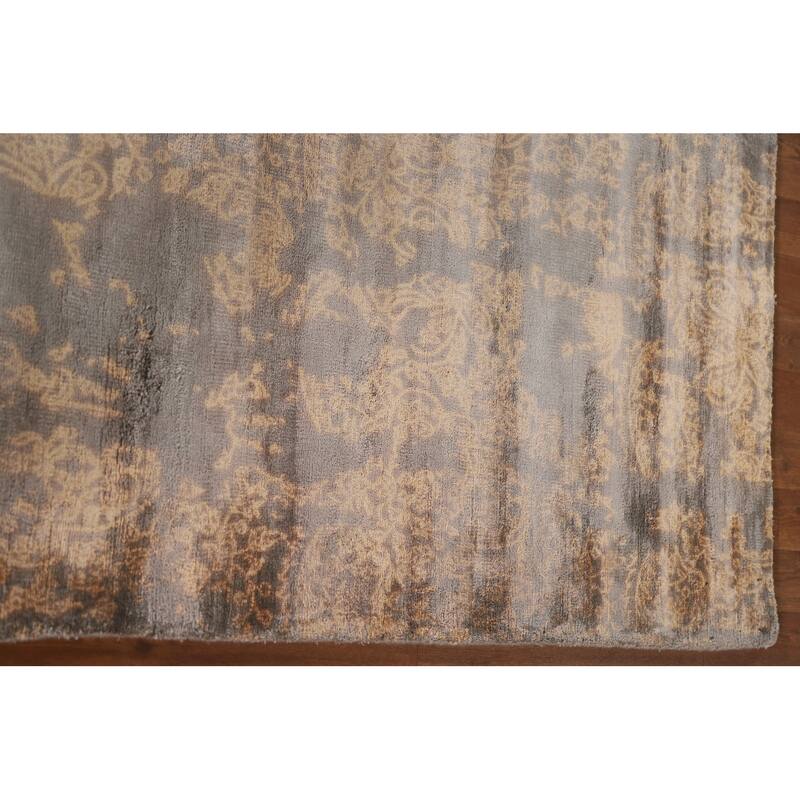 Abstract Oriental Area Rug Hand-Knotted Wool Carpet - 5'2"x 7'9"