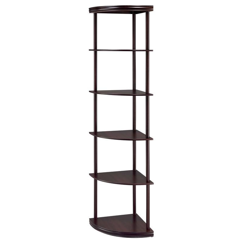 Bonwick 72-inch 5-shelf Corner Bookshelf Cappuccino - 15.75" x 15.75" x 71.75"