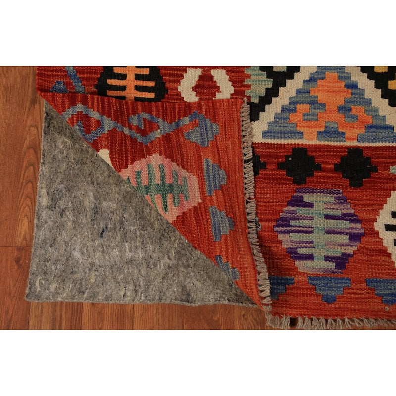 All-Over Trellis Kilim Oriental Area Rug Flatweave Wool Carpet - 8'6"x 11'9"