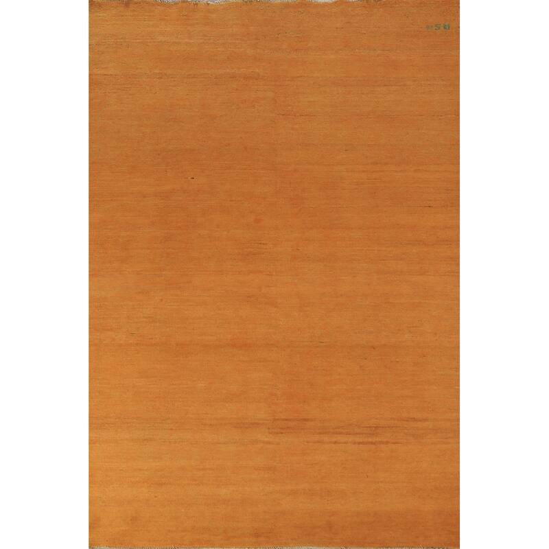 Orange Yellow Modern Gabbeh Oriental Area Rug Hand-Knotted Wool Carpet - 5'3" x 8'1"