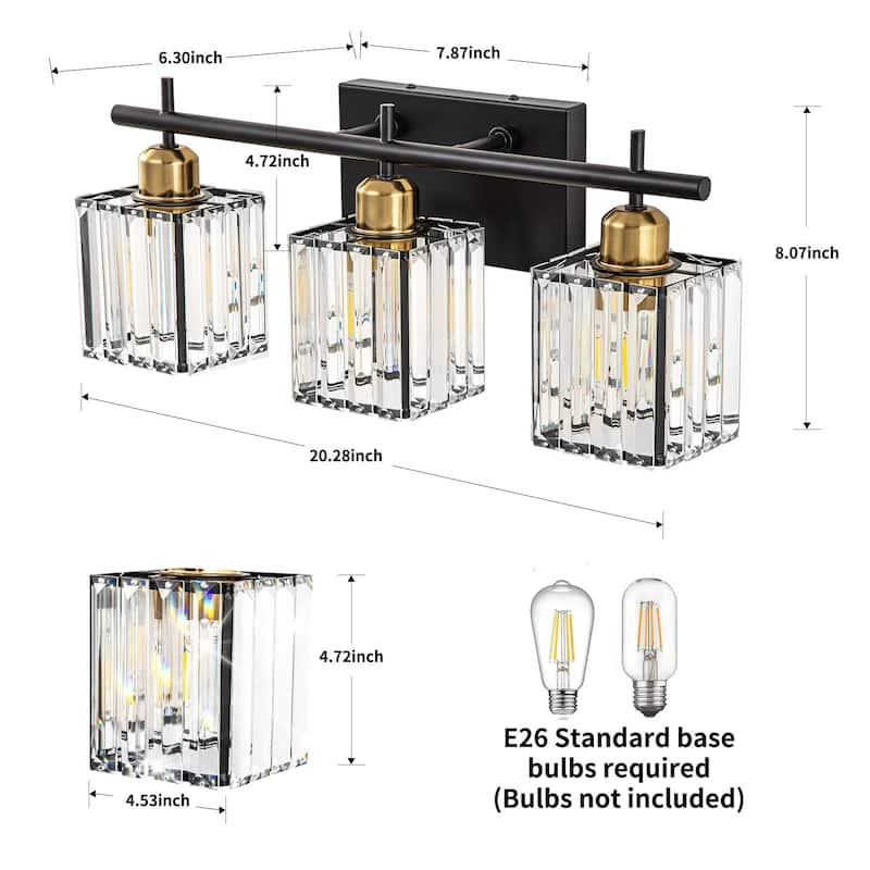 Starsky 3/4-Light Modern Dimmable Bathroom Crystal Vanity Light Wall Sconces with Crystal Shade - 3-Light - Brown