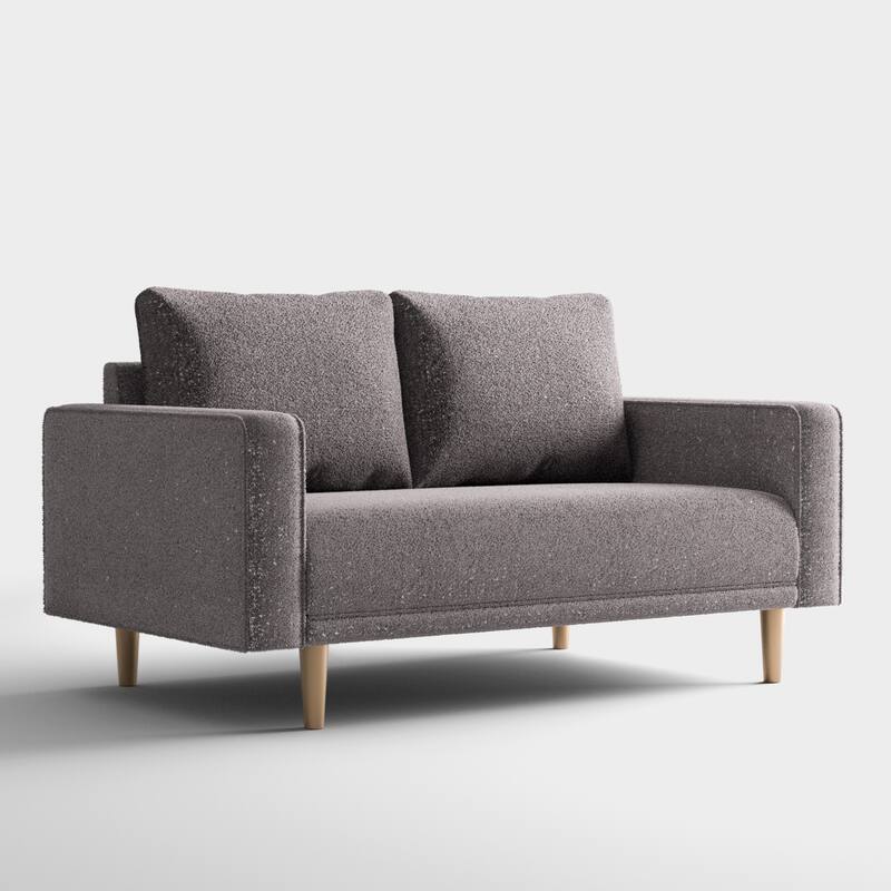 Furniture of America Isidora Contemporary Boucle Sofa Set with Back Pillows and Wooden Legs, 2-Piece or 3-Piece Options