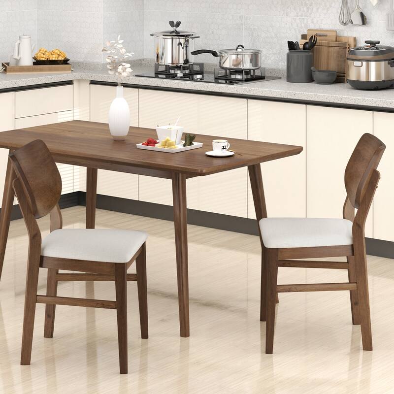 Gymax Dining Chairs Set of 2 w/ Rubber Wood Frame Padded Seat Curved