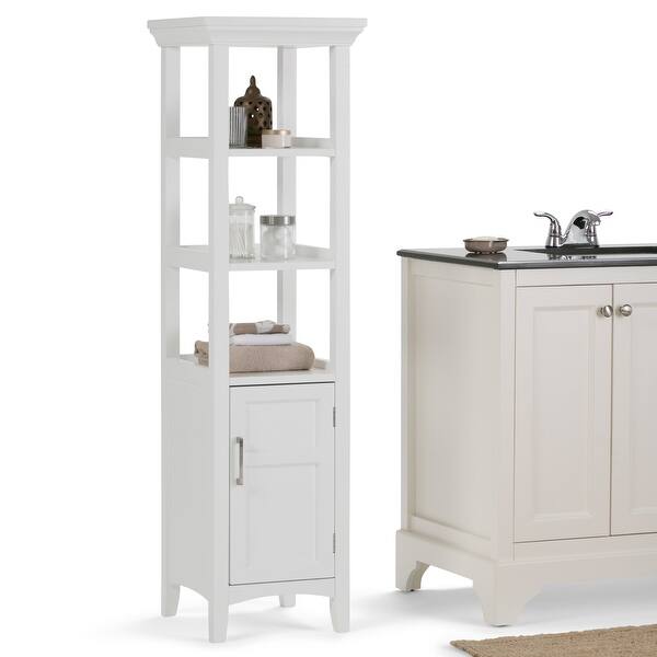 slide 13 of 13, WYNDENHALL Hayes 56.3 inch H x 15.75 inch W Bath Storage Tower - 16 W x 16 D x 56 H - 16 W x 16 D x 56 H Pure White