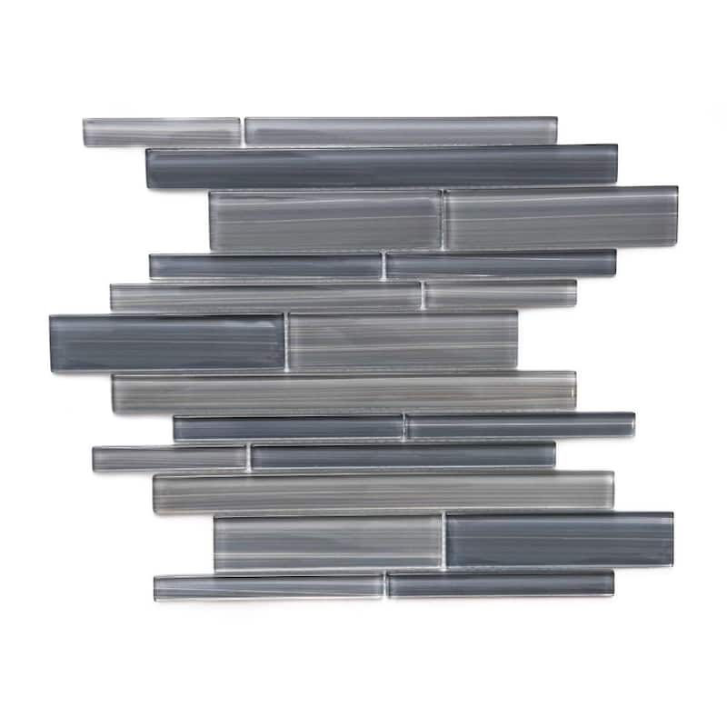 Rebel Brick 1x6 Brushed Glass Linear Mosaic Tile - Wall, Backsplash - 4 x 4 Sample - Grey