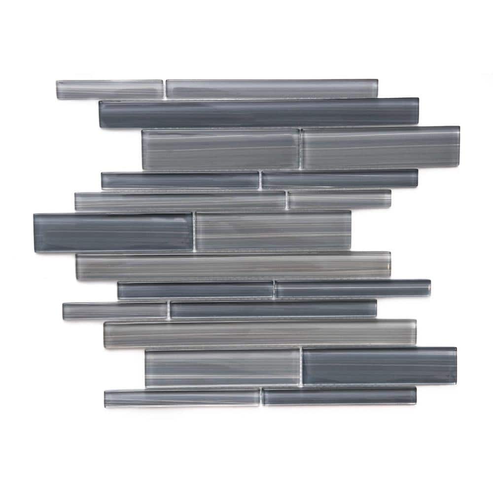 Rebel Brick 1x6 Brushed Glass Linear Mosaic Tile - Wall, Backsplash