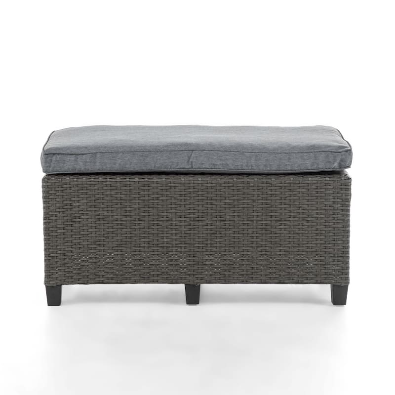 Decker Contemporary Wicker Padded Outdoor Sofa Bench by M&L Co.