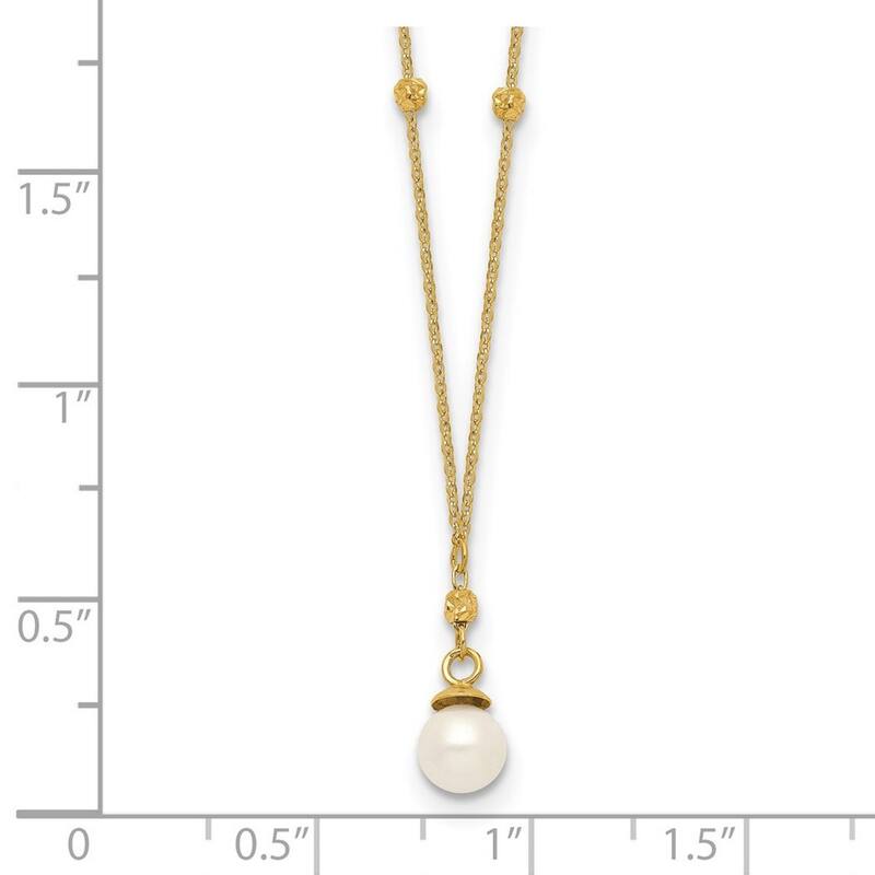 Curata 14k Yellow Gold 18" 5mm Freshwater Pearl Dangle Beaded Necklace (Lobster)