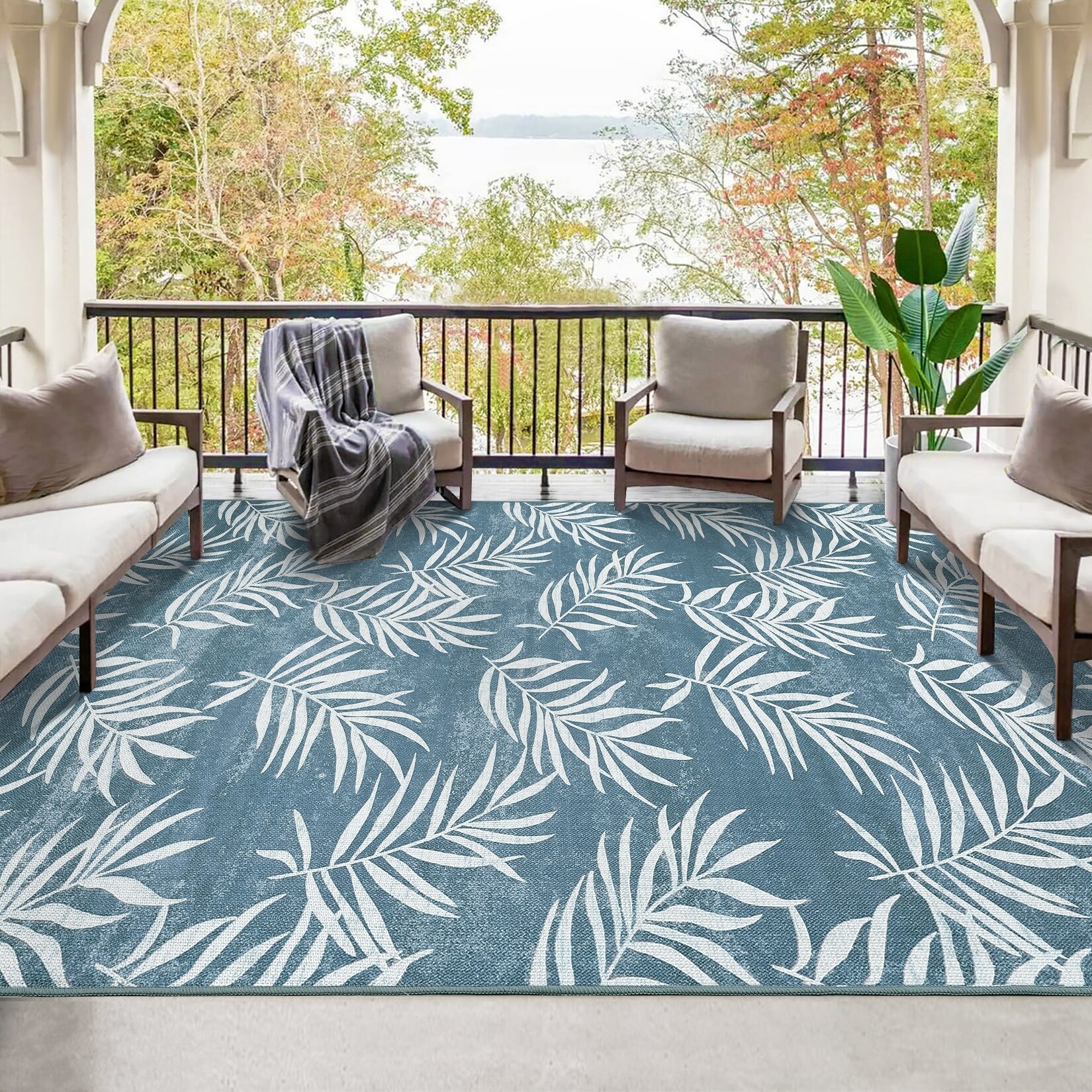 heritage modern rug carpet - 160×230cm Modern-Leaves-Pattern-Outdoor-