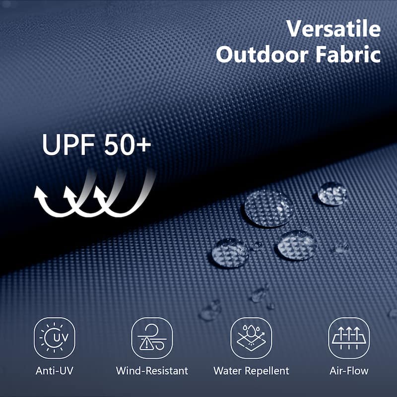 MAISON ARTS 13ft Double-Sided Outdoor Umbrella, 2-Tier Vented Market Umbrella with Colored Lights and Base