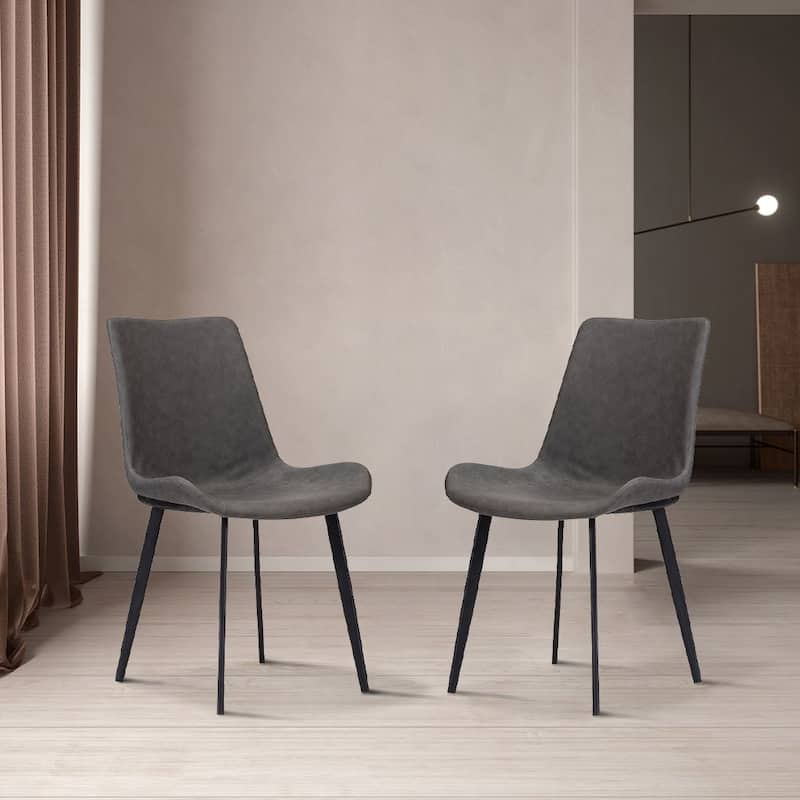 Modern Round White Glossy Dining Table with Sintered Stone Tabletop and Black X Carbon Steel Base - Chair - 2 Pieces-Only Chair without table