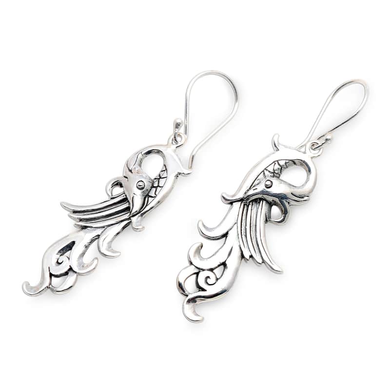 Novica Handmade Mythical Bird Sterling Silver Dangle Earrings