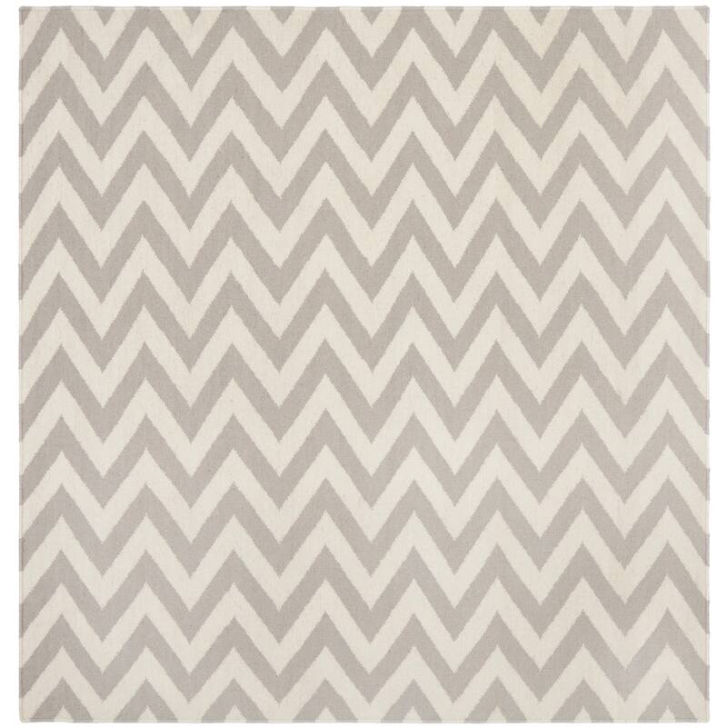 SAFAVIEH Handmade Flatweave Dhurries Naira Modern Wool Rug - 8' Square - Grey/Ivory