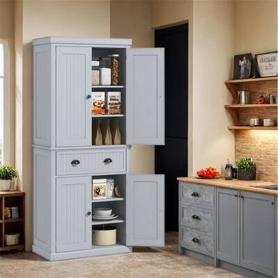 72" Kitchen Pantry Storage Cabinet,Traditional Freestanding Cabinet