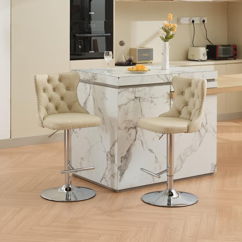 Swivel Foam Barstools Adjusatble Seat Set of 2