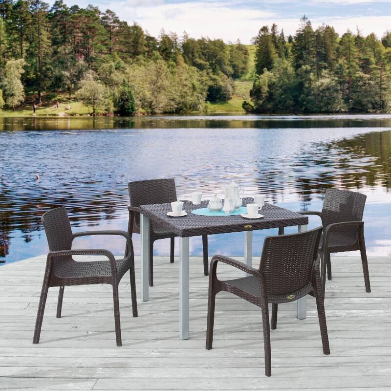 Koppla Resin Stackable All-Weather Dining Armchair, Set of 2