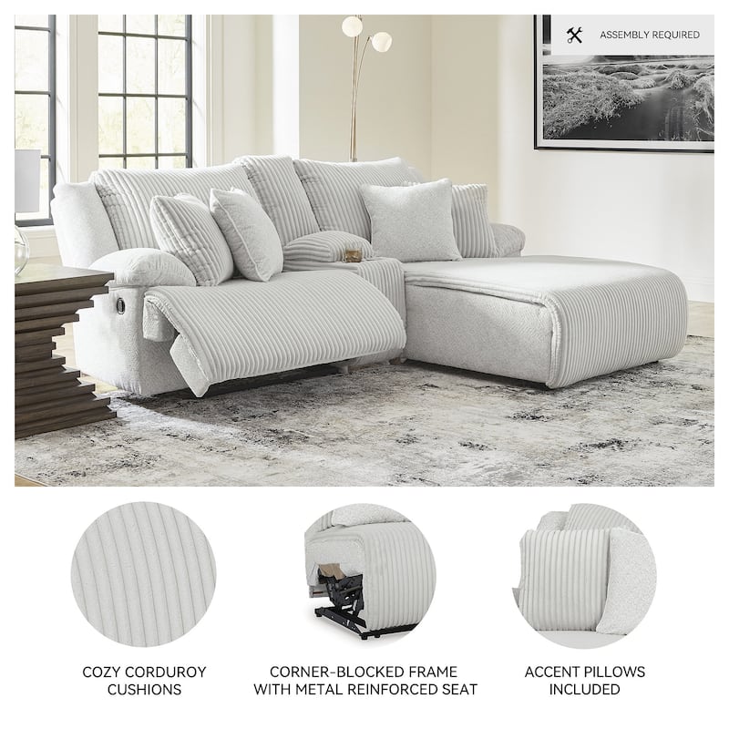 Signature Design by Ashley Top Tier 3-Piece Reclining Sectional with Chaise - 105"W x 74"D x 41"H
