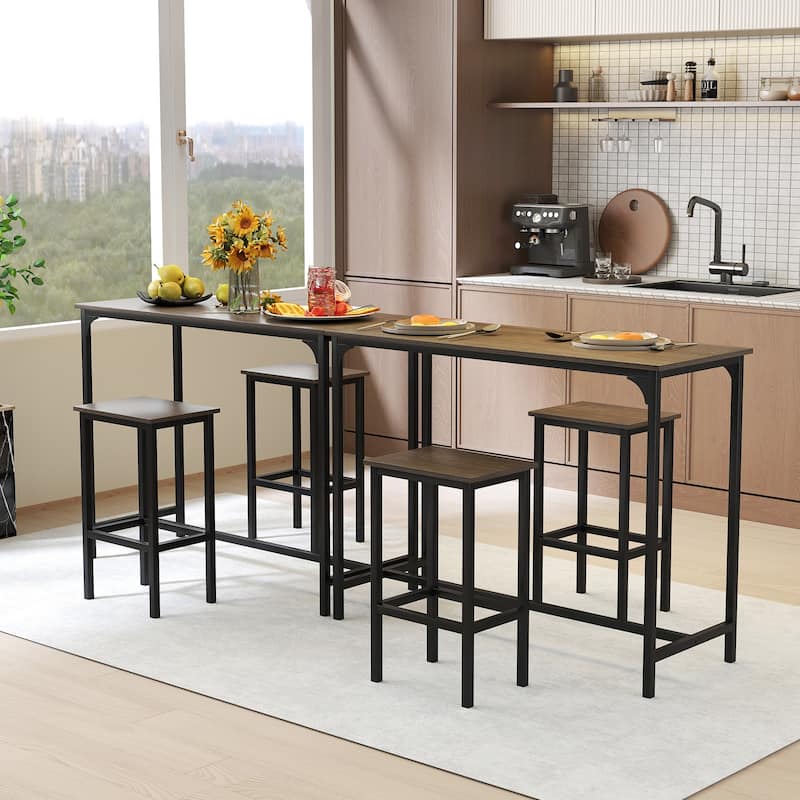 Space-Saving 3-Piece Counter Height Dining Table with 2 Stools for Home Bar or Breakfast Nooks