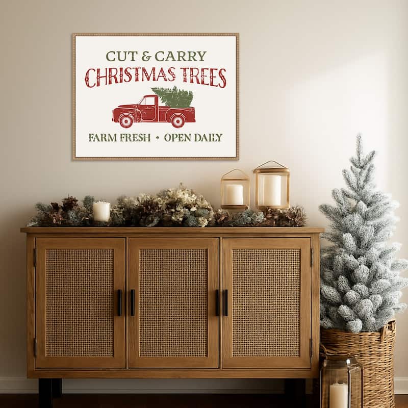 Christmas Farm Sign II by Victoria Barnes Framed Canvas Wall Art Print