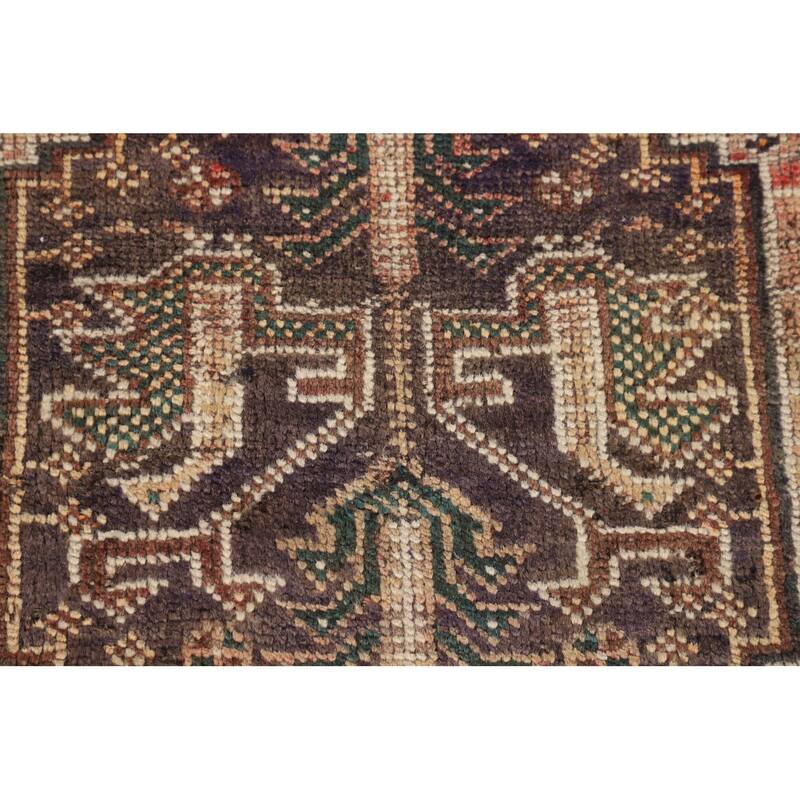 Tribal Geometric Qashqai Persian Antique Rug Hand-Knotted Wool Carpet - 5'0" x 7'11"
