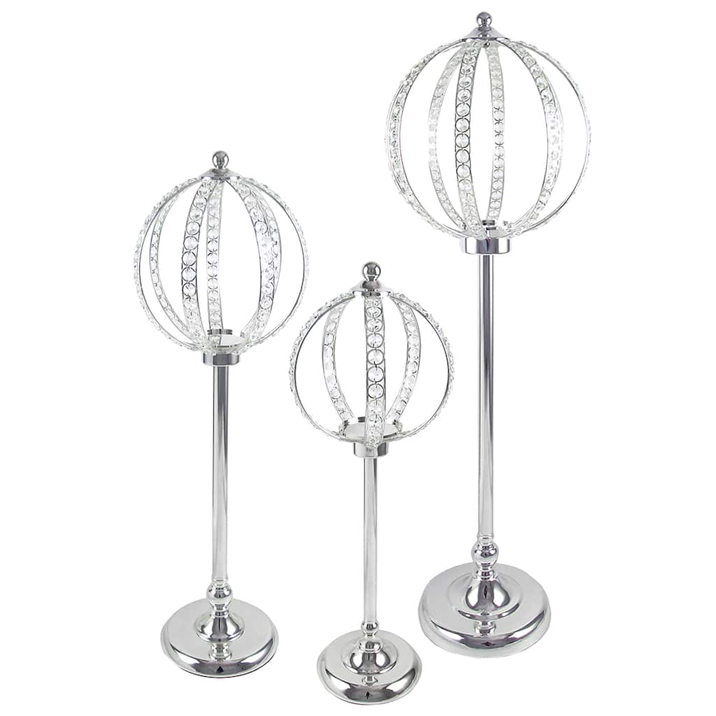 Silver Luxury Crystal Bead Ball Globe Princess Decor Large Wedding Centerpiece Stand Flower Riser
