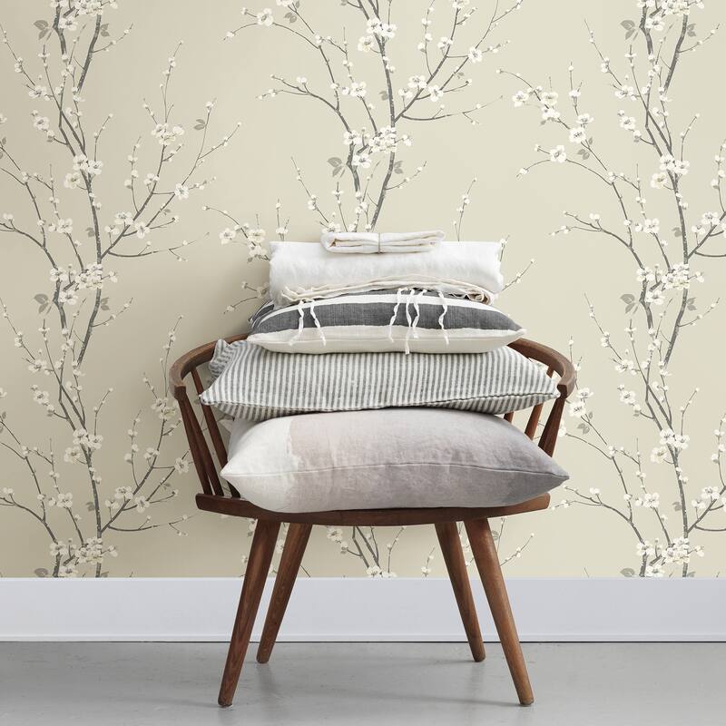 A-Street Prints Monterey Ivory Floral Branch Wallpaper