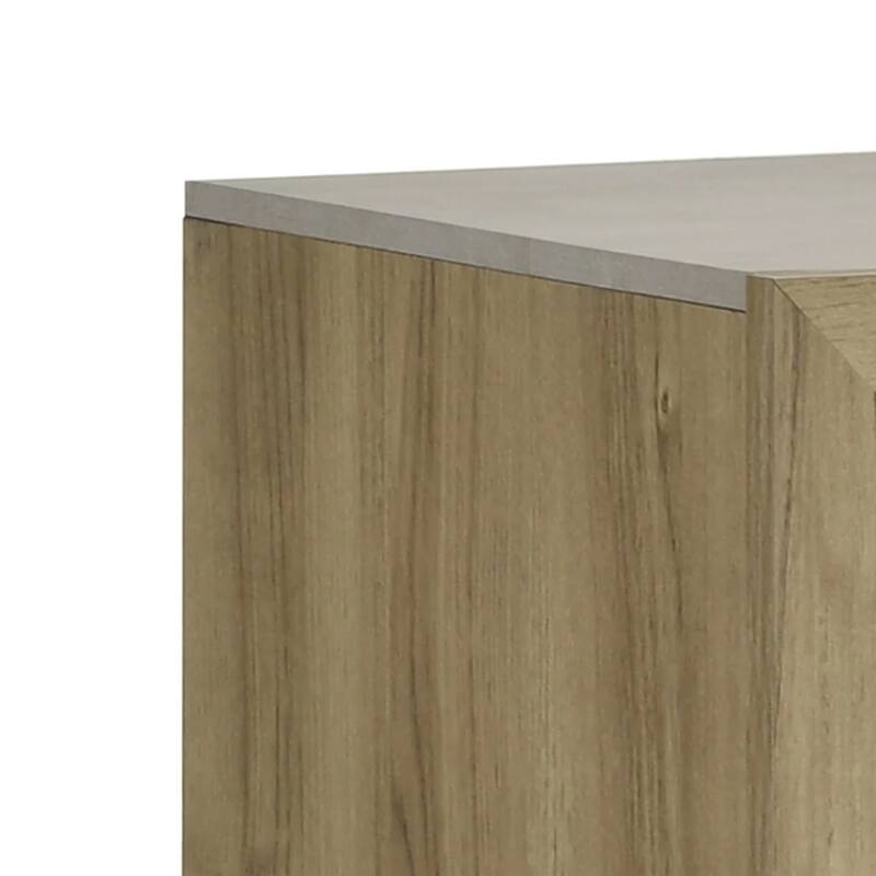 Amey Nightstand with 2 Drawers, White Trim and Driftwood Brown Finish