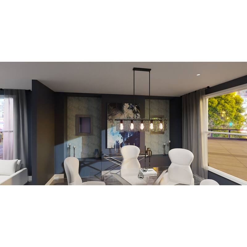 Caspian 5-Light Matte Black Island Light