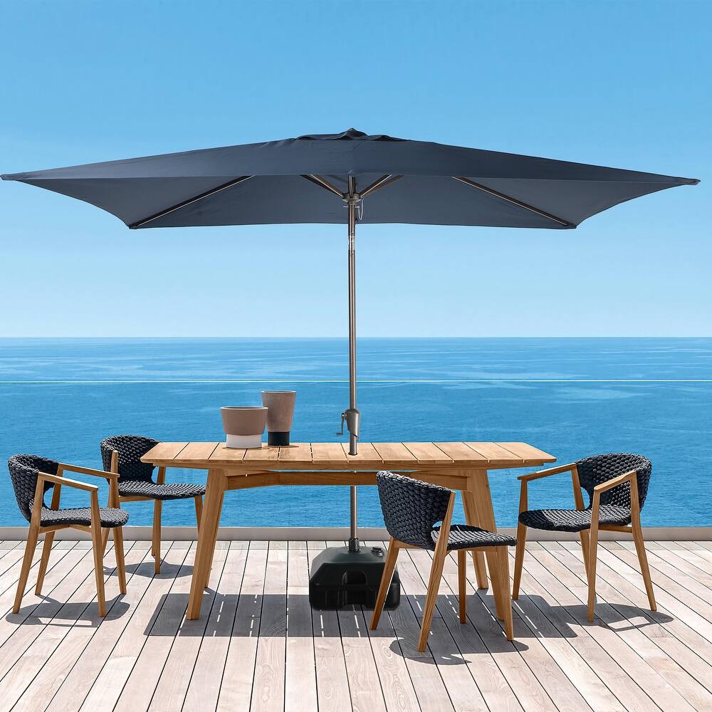 10’ x 6.5’ Tilt and Crank Rectangular Patio Umbrella with Base Stand