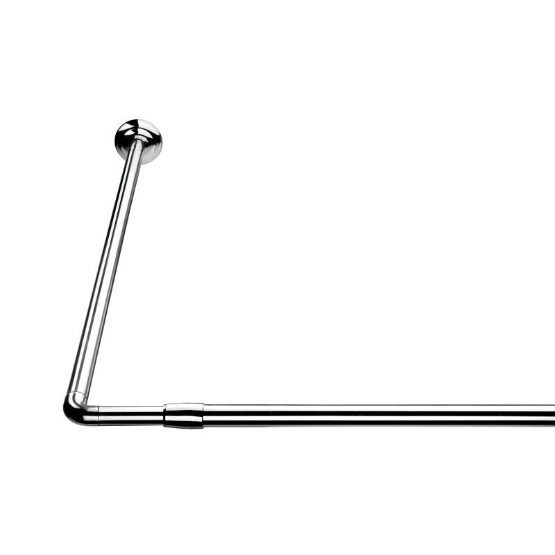 Croydex Extendable Silver L-Shaped Rod, 55-102 inches, Easy Screw to Wall Installation