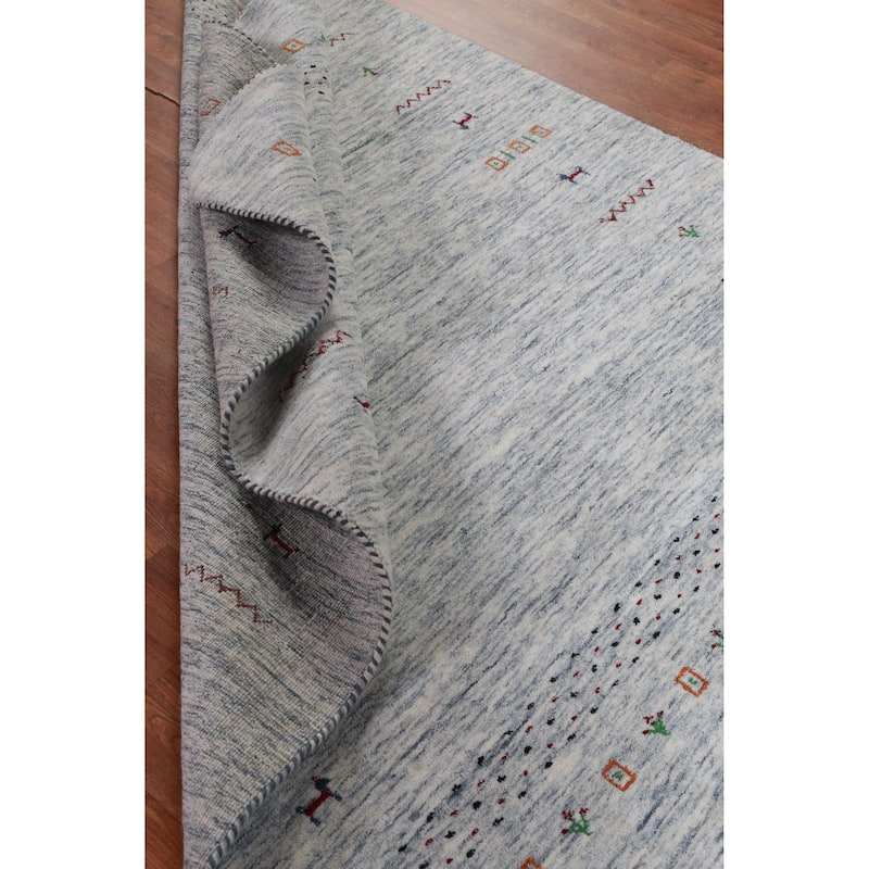 Hand Knotted Oriental 100% Wool Carpet Tribal Animal Pictorial Beige & Ivories Gabbeh Area Rug - 6' 9'' X 5' 2''