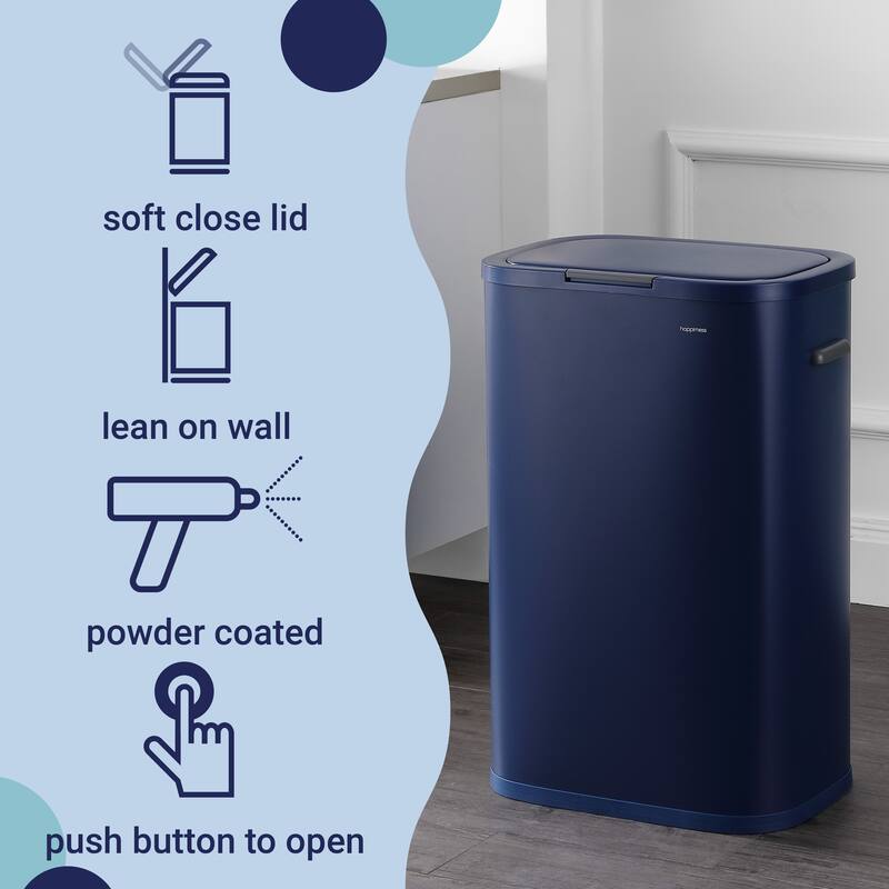 happimess Tammi Kitchen 14.5-Gallon Slim Metal Push Button Trash Can