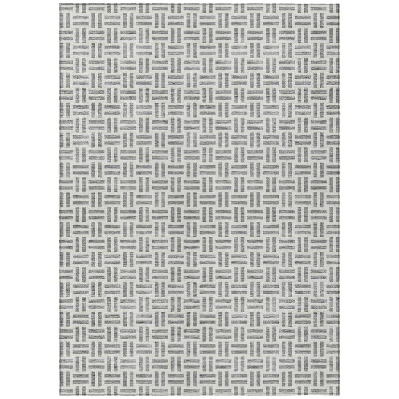 Machine Washable Indoor/ Outdoor Contemporary Basketweave Chantille Rug